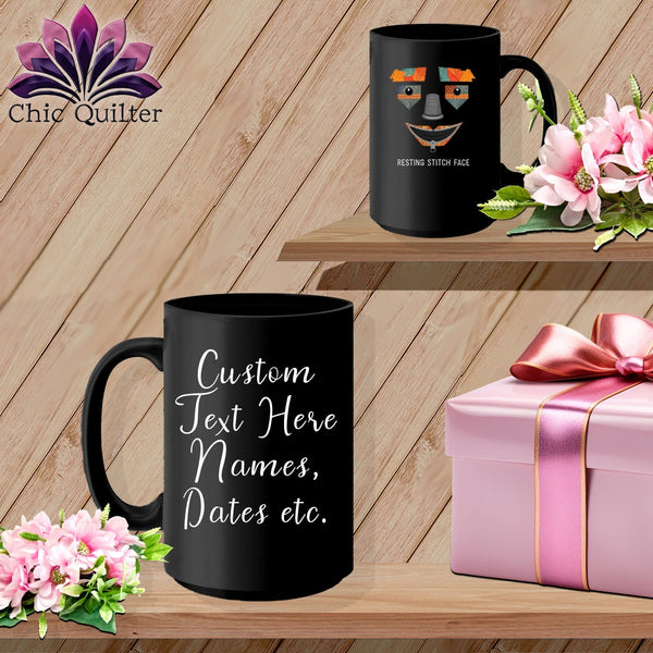 MyDesigns Physical Item 15oz / Black Strawman - Resting Stitch Face ~ Personalized Coffee Mug