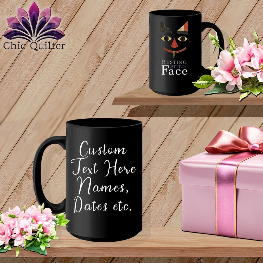 MyDesigns Physical Item 15oz / Black Zip It - Resting Stitch Face ~ Personalized Coffee Mug