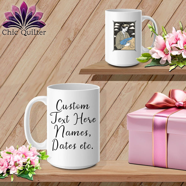 MyDesigns Physical Item 15oz / White Amelia SewHearts - Resting Stitch Face ~ Personalized Coffee Mug