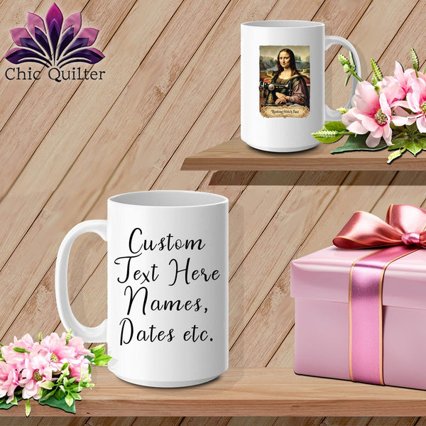 MyDesigns Physical Item 15oz / White Mona Sewsa - Resting Stitch Face ~ Personalized Coffee Mug