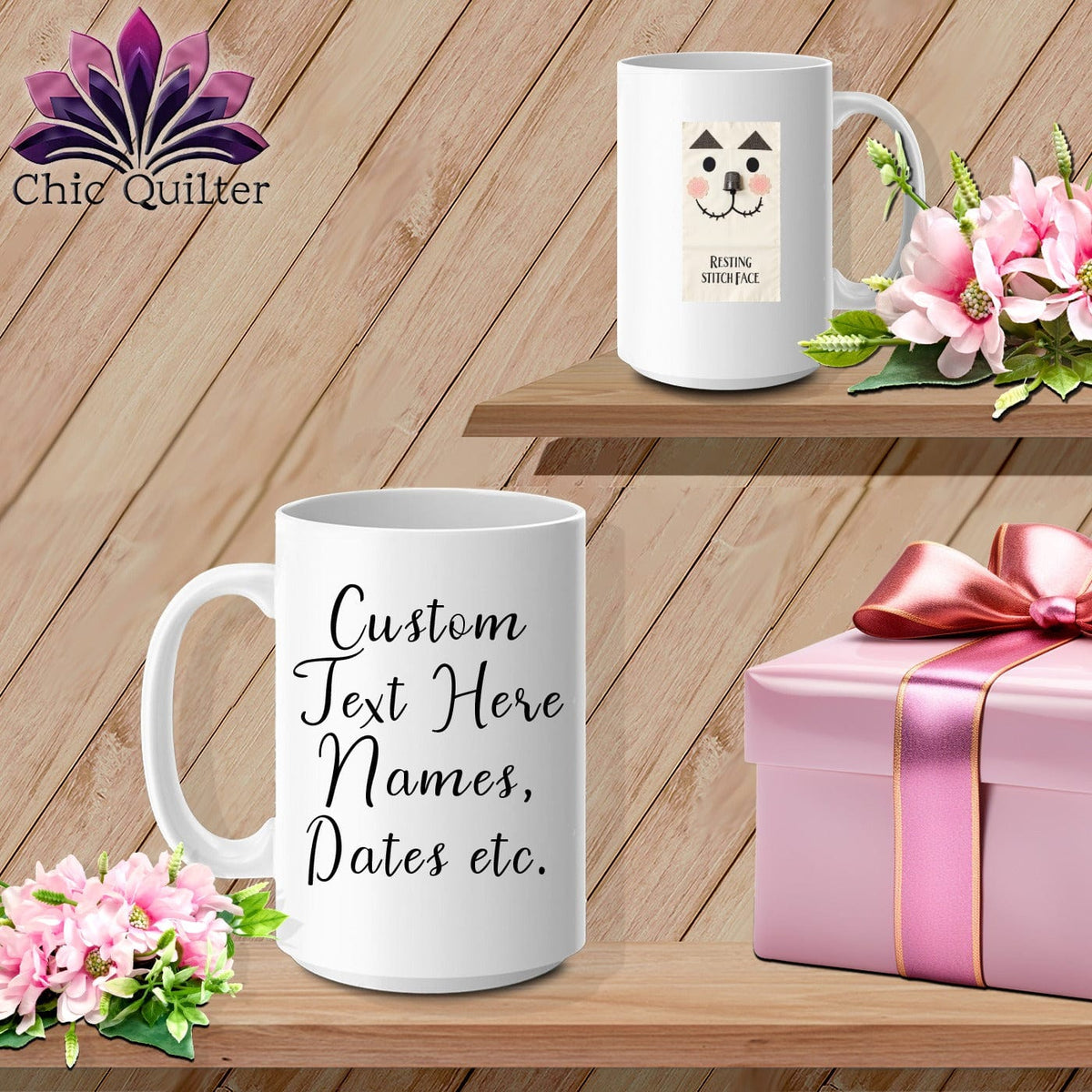 MyDesigns Physical Item 15oz / White Patch - Resting Stitch Face ~ Personalized Coffee Mug
