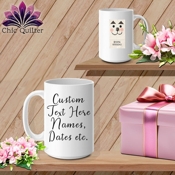 MyDesigns Physical Item 15oz / White Patch - Resting Stitch Face ~ Personalized Coffee Mug