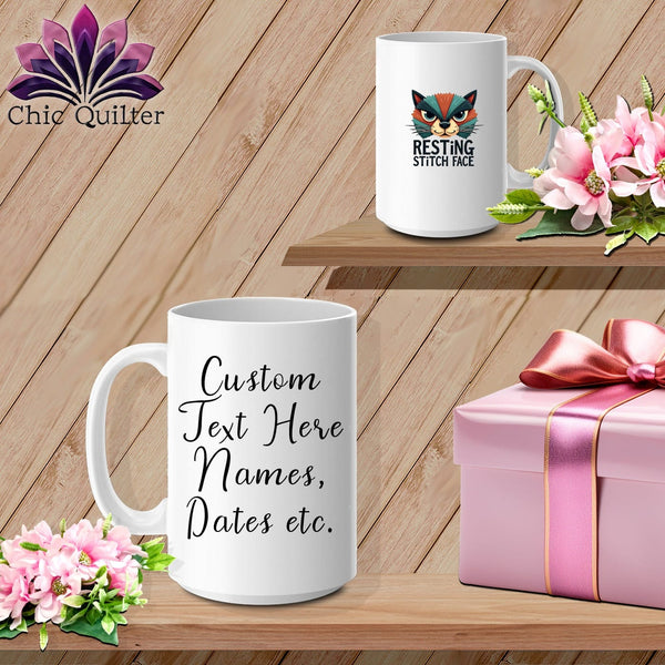 MyDesigns Physical Item 15oz / White Stitch Face - Resting Stitch Face ~ Personalized Coffee Mug