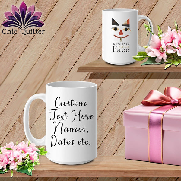 MyDesigns Physical Item 15oz / White Zip It - Resting Stitch Face ~ Personalized Coffee Mug