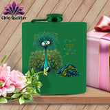 MyDesigns Physical Item 6oz / Green Quilt Hair Don’t Care ~ Lady Plumeadora ~ Quilter's Flask