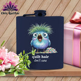 MyDesigns Physical Item 6oz / Navy Quilt Hair Don’t Care ~ Frizzle Mae ~ Quilter's Flask