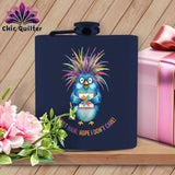 MyDesigns Physical Item 6oz / Navy Quilt Hair Don’t Care ~ Ruckus Jay ~ Quilter's Flask