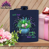 MyDesigns Physical Item 6oz / Navy Quilt Hair Don’t Care ~ Velma Nightwing ~ Quilter's Flask