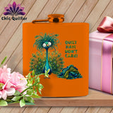 MyDesigns Physical Item 6oz / Orange Quilt Hair Don’t Care ~ Lady Plumeadora ~ Quilter's Flask