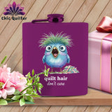 MyDesigns Physical Item 6oz / Purple Quilt Hair Don’t Care ~ Frizzle Mae ~ Quilter's Flask