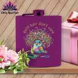 MyDesigns Physical Item 6oz / Purple Quilt Hair Don’t Care ~ Snipsy Wren ~ Quilter's Flask