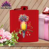 MyDesigns Physical Item 6oz / Red Quilt Hair Don’t Care ~ Curlene Spoolworth ~ Quilter's Flask