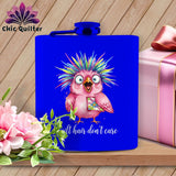 MyDesigns Physical Item 6oz / Royal Quilt Hair Don’t Care ~ Peaches Plume ~ Quilter's Flask