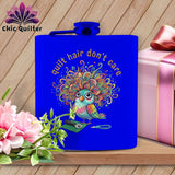 MyDesigns Physical Item 6oz / Royal Quilt Hair Don’t Care ~ Snipsy Wren ~ Quilter's Flask