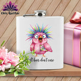 MyDesigns Physical Item 6oz / White Quilt Hair Don’t Care ~ Peaches Plume ~ Quilter's Flask