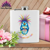 MyDesigns Physical Item 6oz / White Quilt Hair Don’t Care ~ Ruckus Jay ~ Quilter's Flask
