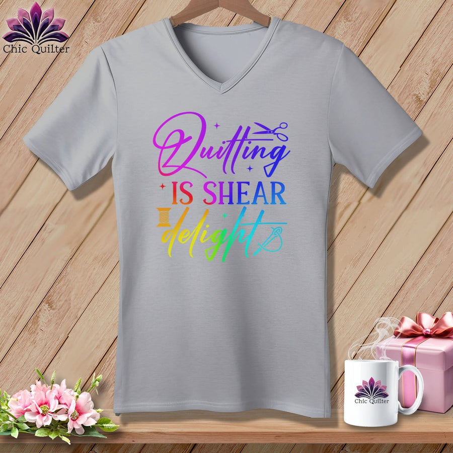 MyDesigns Physical Item Athletic Heather / S Quilting is Shear Delight ~SuperSoft V-Neck Tee