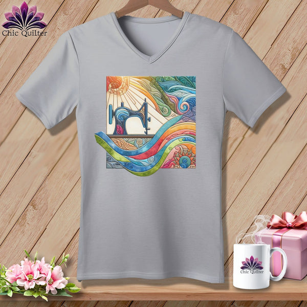 MyDesigns Physical Item Athletic Heather / S Quilting on a Cloud ~ SuperSoft V-Neck Tee