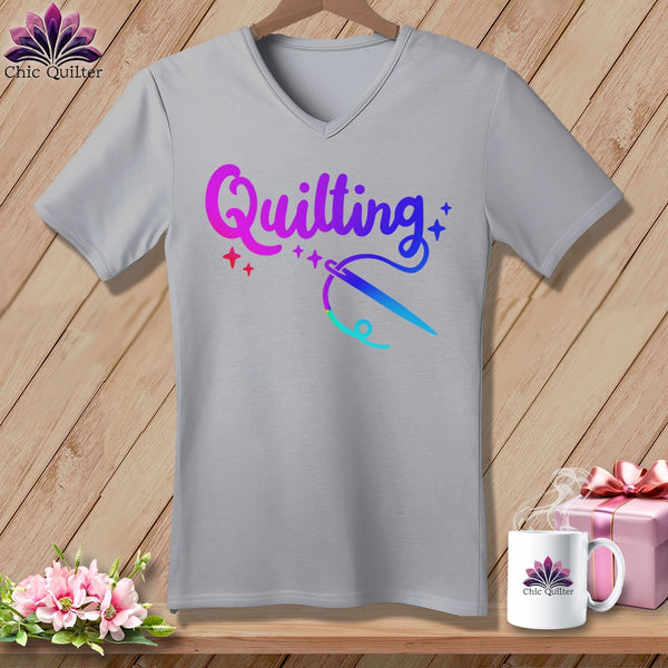 MyDesigns Physical Item Athletic Heather / S Quilting ~SuperSoft V-Neck Tee