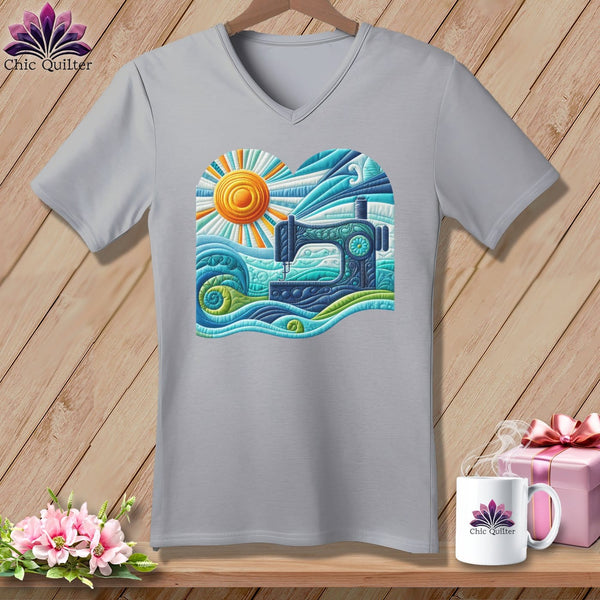 MyDesigns Physical Item Athletic Heather / S Surfing the Fabric Sea ~ SuperSoft V-Neck Tee