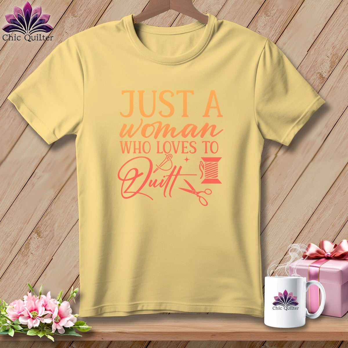 MyDesigns Physical Item Banana / S Just a Woman Who Loves to Quilt ~Premium Tee