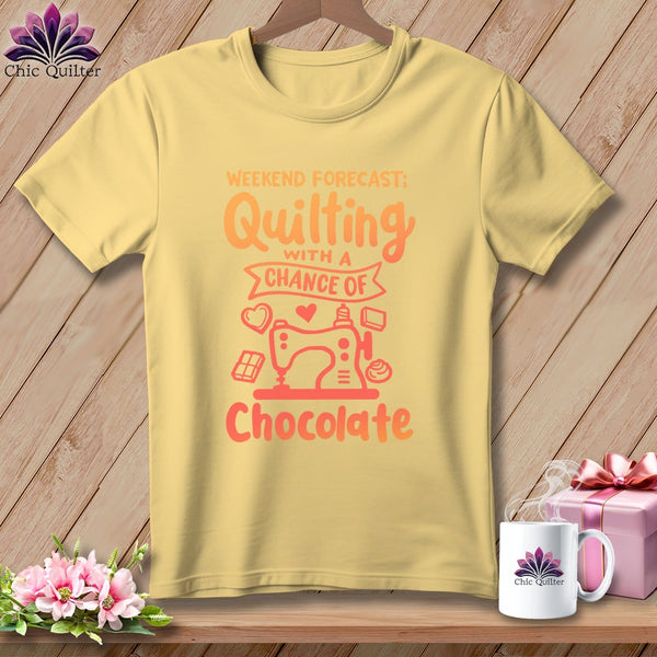 MyDesigns Physical Item Banana / S Weekend Forecast Quilting With a Chance of Chocolate ~Premium Tee