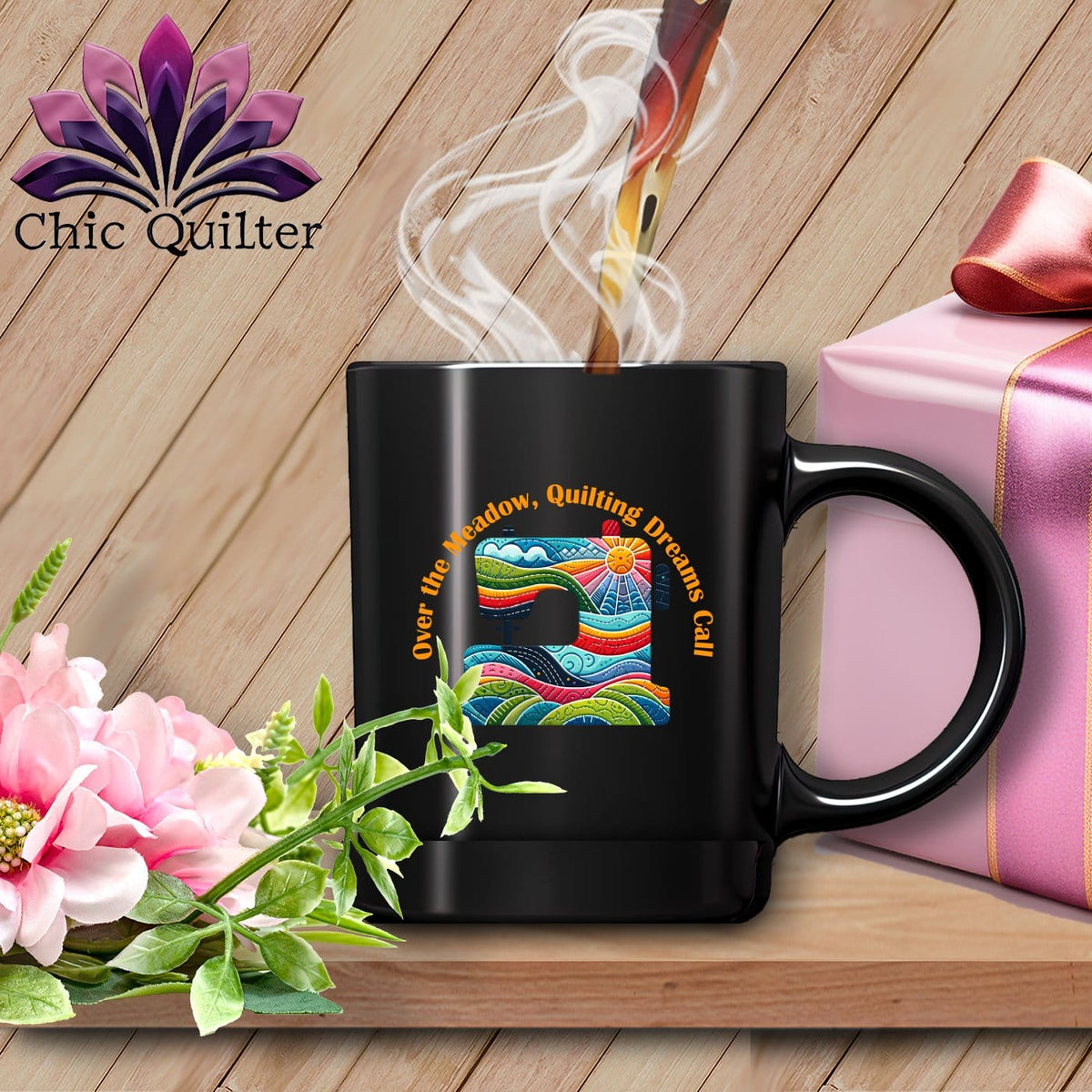 MyDesigns Physical Item Black / 15oz Over the Meadow, Quilting Dreams Call Orange ~ 15oz Coffee Mug