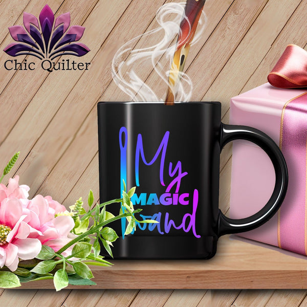 MyDesigns Physical Item Black  Mug | Blurple Print / Black / 15oz My Magic Wand ~ 15 oz Ceramic Mug