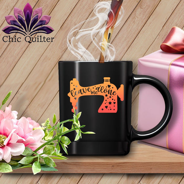 MyDesigns Physical Item Black Mug | Orange Print / Black / 15oz Leave Me Alone ~ 15oz Large Coffee Mug