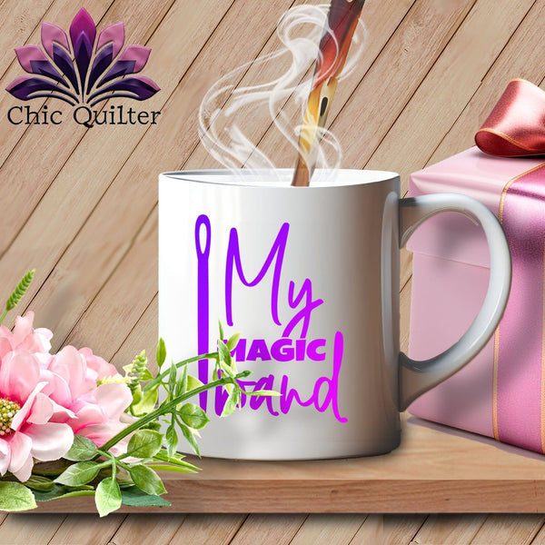 MyDesigns Physical Item Black Mug | Purple Print / White / 15oz My Magic Wand ~ 15 oz Ceramic Mug