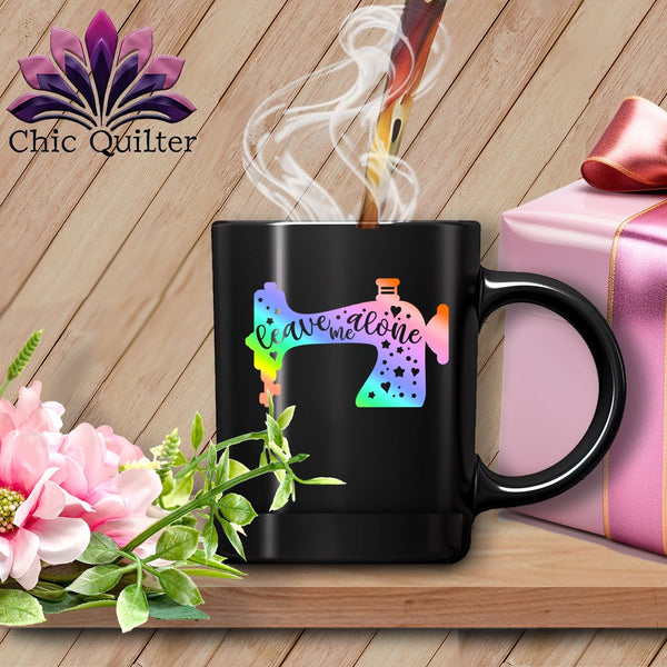 MyDesigns Physical Item Black Mug | Rainbow / Black / 15oz Leave Me Alone ~ 15oz Large Coffee Mug