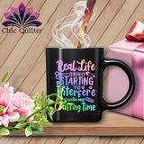 MyDesigns Physical Item Black Mug | Rainbow / Black / 15oz Real Life is Really Starting to Interfere with my Crafting Time ~ 15oz Large Coffee Mug