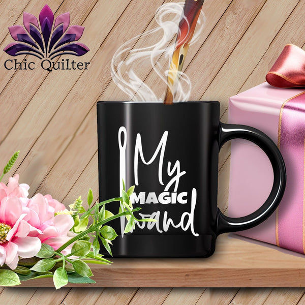 MyDesigns Physical Item Black Mug | White Print / Black / 15oz My Magic Wand ~ 15 oz Ceramic Mug