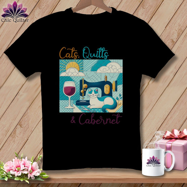 MyDesigns Physical Item Black / S Cats Quilts and Cabernet ~ SuperSoft Relaxed Fit Tee