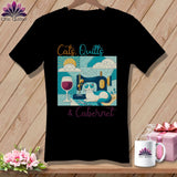 MyDesigns Physical Item Black / S Cats Quilts and Cabernet ~ SuperSoft V-Neck Tee