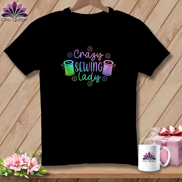 MyDesigns Physical Item Black / S Crazy sewing lady ~Premium Tee