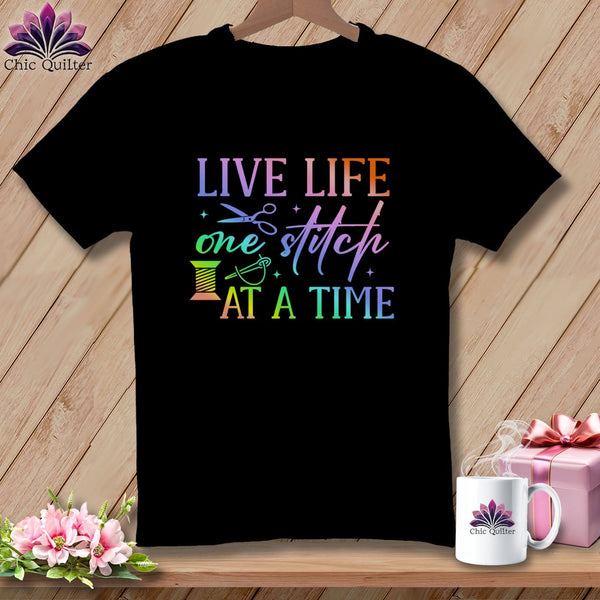 MyDesigns Physical Item Black / S Live Life One Stitch at a Time ~Premium Tee