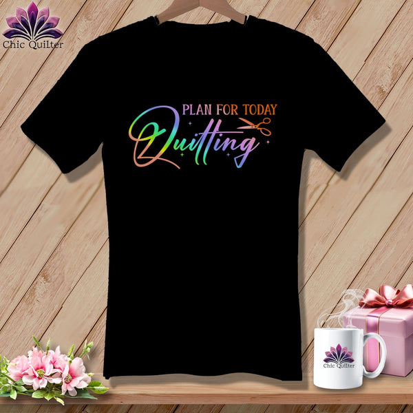 MyDesigns Physical Item Black / S Plan for Today Quilting ~SuperSoft V-Neck Tee