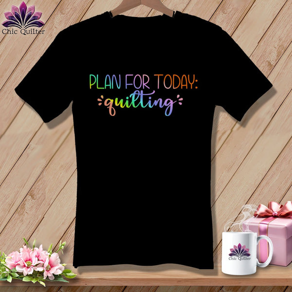 MyDesigns Physical Item Black / S Plan For Today Quilting ~SuperSoft V-Neck Tee