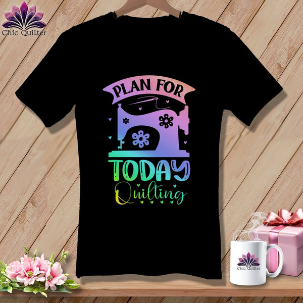 MyDesigns Physical Item Black / S Plan For Today Quilting ~SuperSoft V-Neck Tee