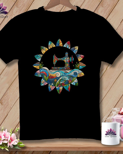 MyDesigns Physical Item Black / S Quilt-a-Daisy ~ Relaxed Fit Tee