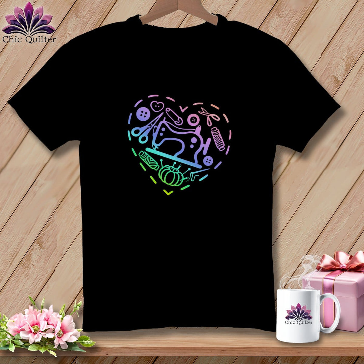 MyDesigns Physical Item Black / S Quilting Heart ~Premium Tee