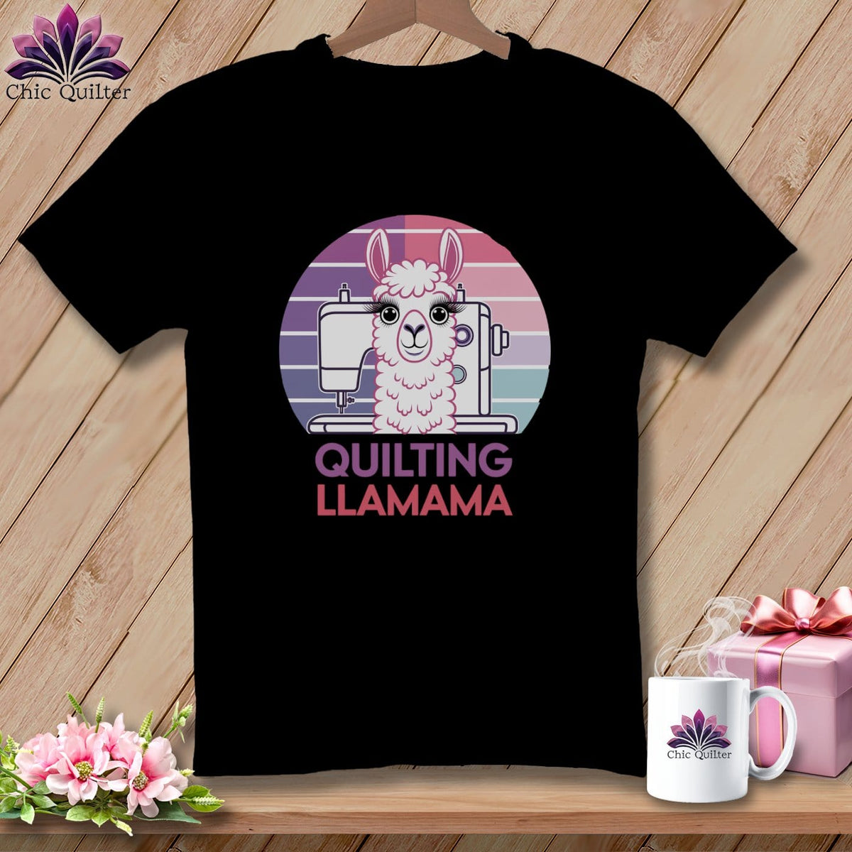 MyDesigns Physical Item Black / S Quilting Llamama ~ Relaxed Fit Tee