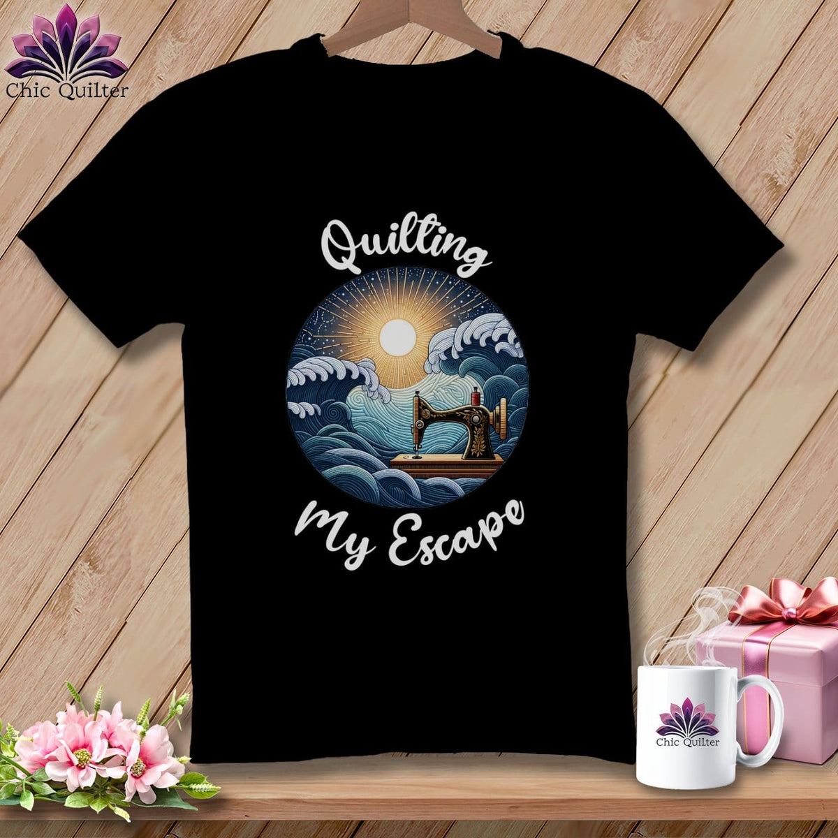 MyDesigns Physical Item Black / S Quilting My Escape - Dark ~ SuperSoft Relaxed Fit Tee