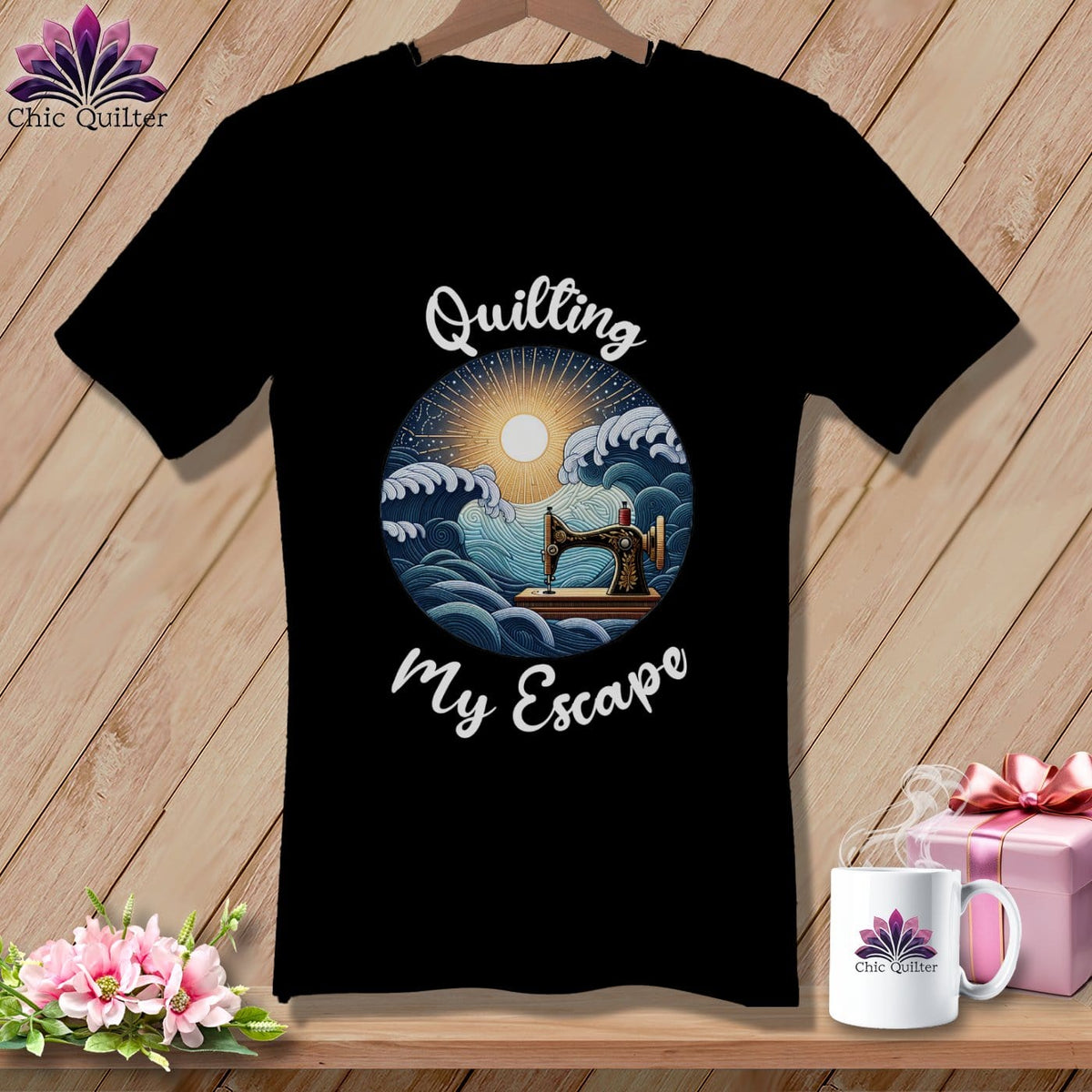 MyDesigns Physical Item Black / S Quilting My Escape - Dark ~ SuperSoft V-Neck Tee