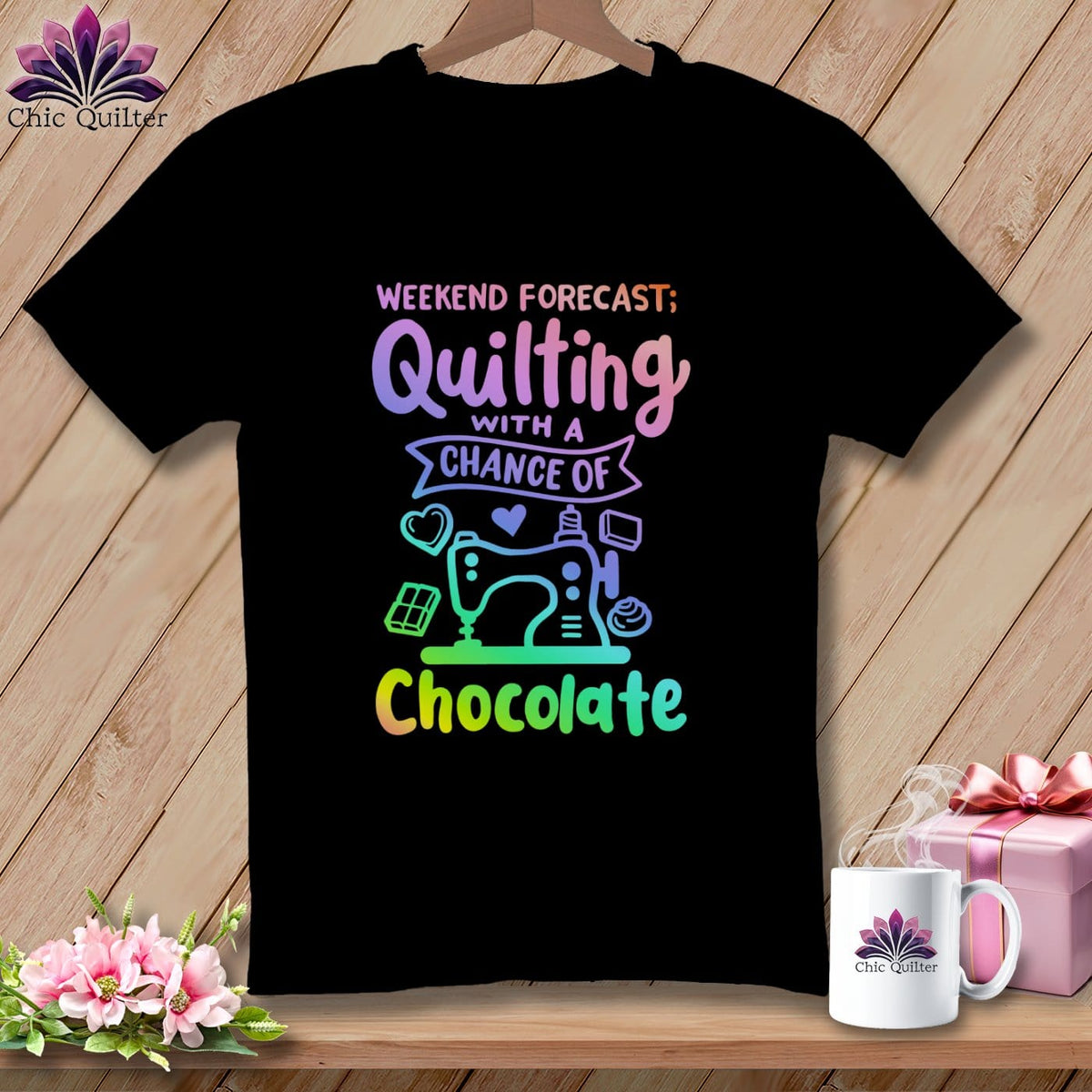 MyDesigns Physical Item Black / S Weekend Forecast Quilting With a Chance of Chocolate ~Premium Tee