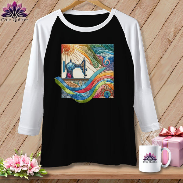 MyDesigns Physical Item Black/White / S Quilting on a Cloud ~ Raglan 3/4 Sleeve Tee