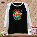 MyDesigns Physical Item Black/White / S Sewing Sunrays ~ Raglan 3/4 Sleeve Tee