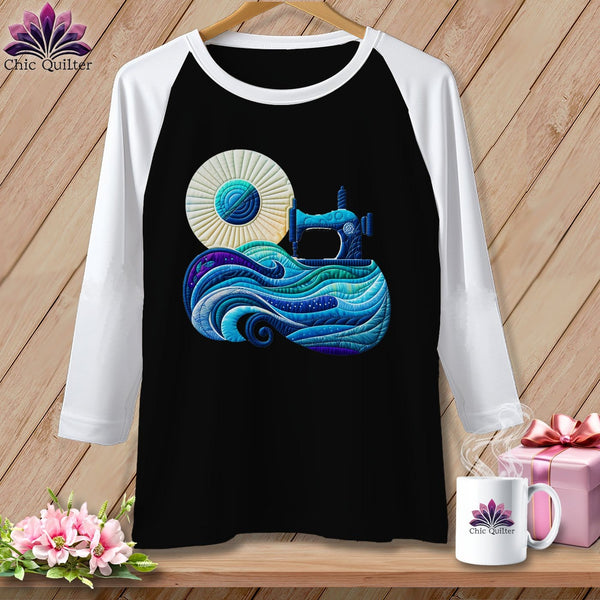 MyDesigns Physical Item Black/White / S Sewing Tides ~ Raglan 3/4 Sleeve Tee