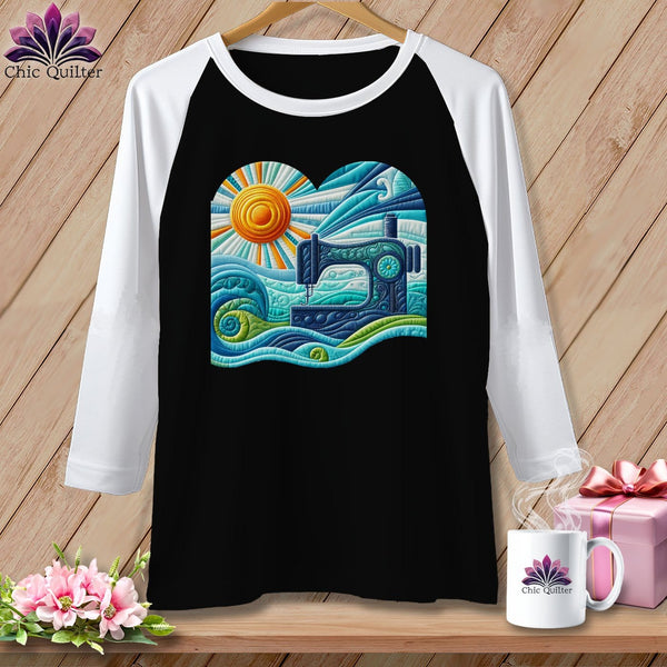 MyDesigns Physical Item Black/White / S Surfing the Fabric Sea ~ Raglan 3/4 Sleeve Tee